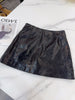 Women’s Leather Mini Skirt High Waist Oil Wax A-Line