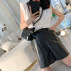 Women Mid Length Real Leather Shorts
