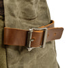 Vintage Canvas Rucksack with Olive Roll Top and Buckle Strap