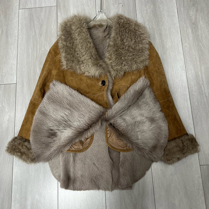 Women’s Suede Trench Coat with Real Fur Collar