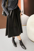 Sheepskin a-line leather midi skirt belt
