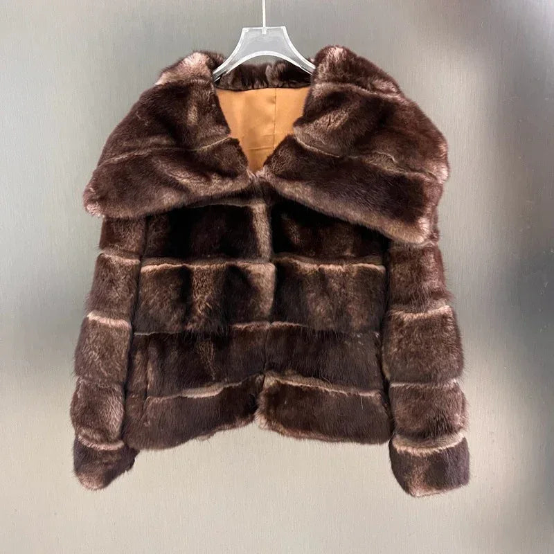 In Stock Women’s Natural Rabbit Fur Coat Winter Jacket