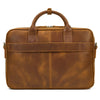 Real Leather Office Bag with Rear Trolley Strap