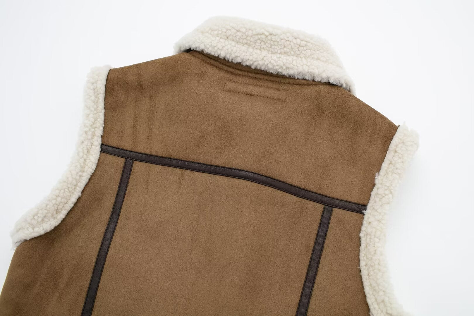 Double sided faux shearling biker vest women