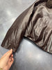 Genuine leather women bomber jacket with fur collar