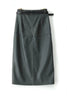Genuine Leather Skirt High Waisted Slim Fit with Front Slit