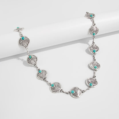 Shell Waist Chain with Faux Turquoise for Women