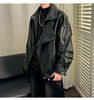 Men’s Oversized Leather Pilot Jacket Black & Brown Biker Style