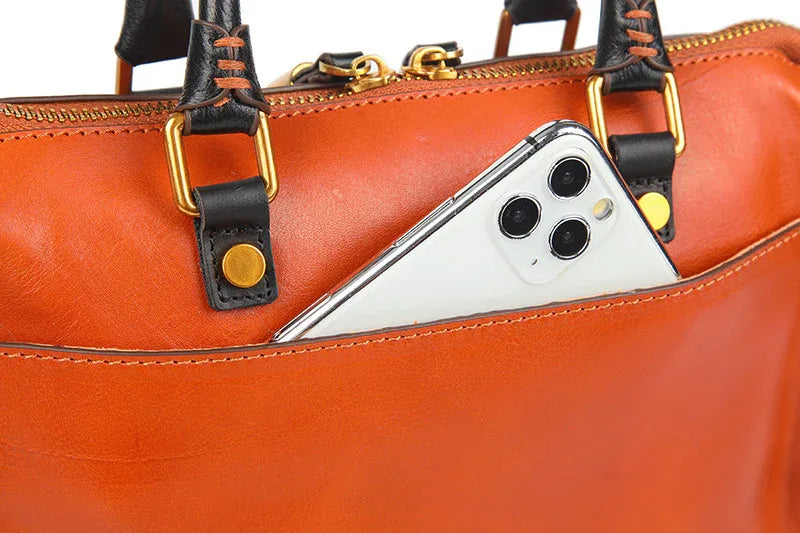 Real Leather Laptop Shoulder Bag