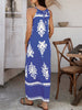 Blue Tribal Halter Neck Women Maxi Dress for Summer