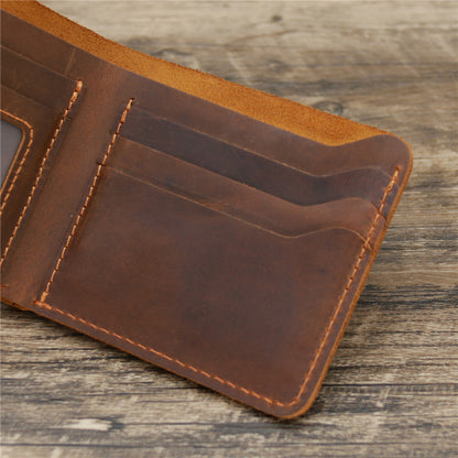 Men’s Genuine Cowhide Leather Bifold Wallet with ID Window