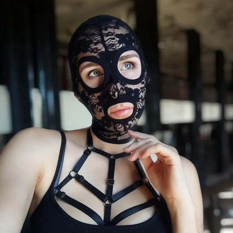 Black lace headgear for festivals