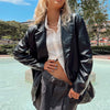 Faux leather blazer jacket for women
