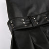 Imitation Leather Belted Mini Skirt