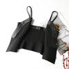 Women Genuine Leather Tube Top Black Bustier with Straps