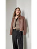 Petite slimfit leather blazer jacket