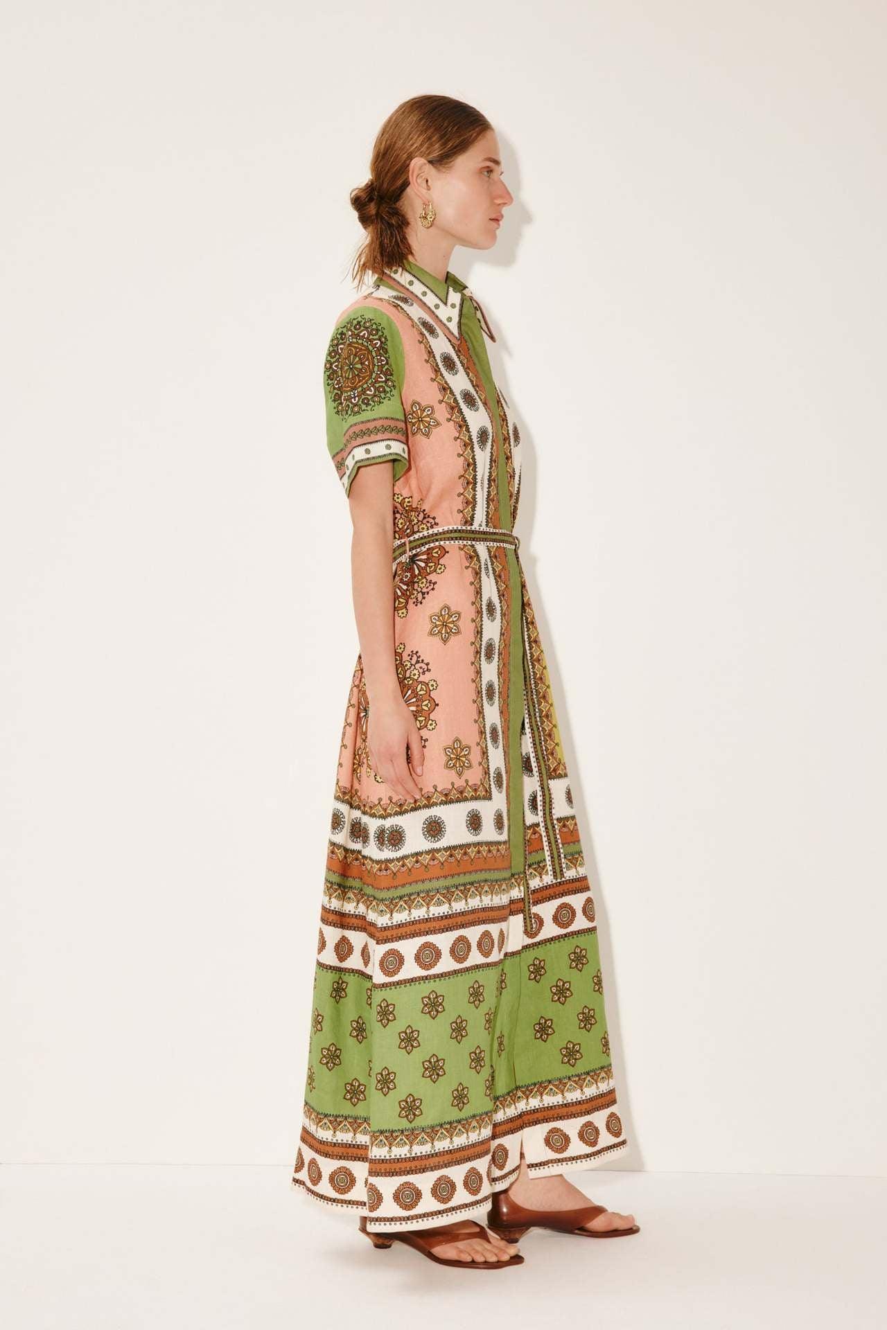 Boho printed summer maxi shirt dress