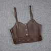 Leather Camisole Vest Cropped Corset Top with Snap Belt
