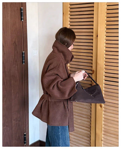 Short Double-Sided Hand-Sewn Wool Coat