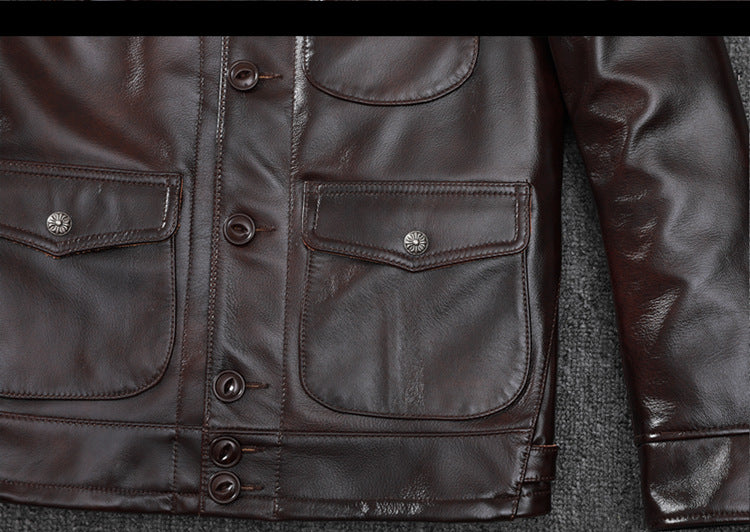 Men’s Genuine Leather Aviator Jacket Wax Finish Flight Style