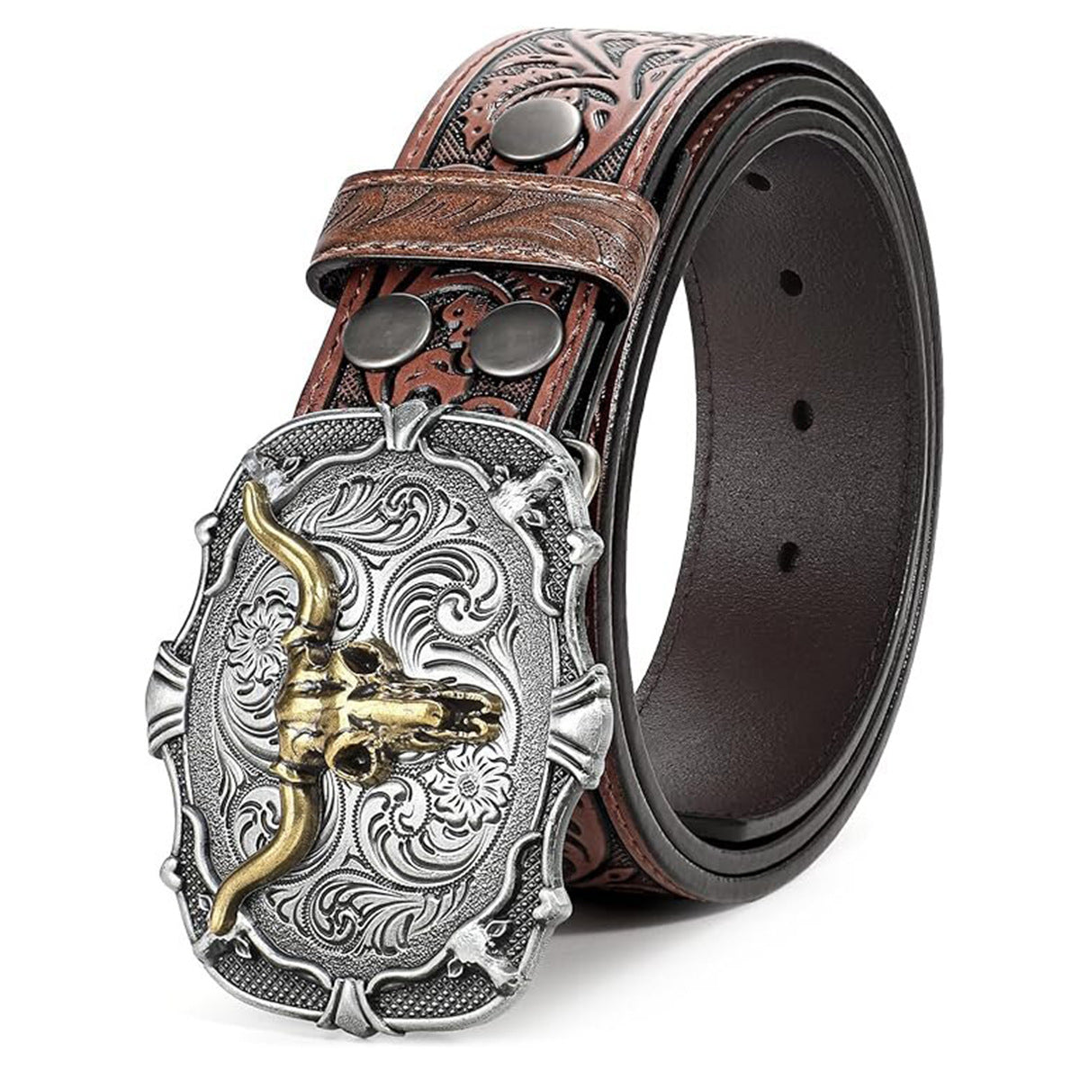 Men’s Western Bullhead Genuine Leather Belt