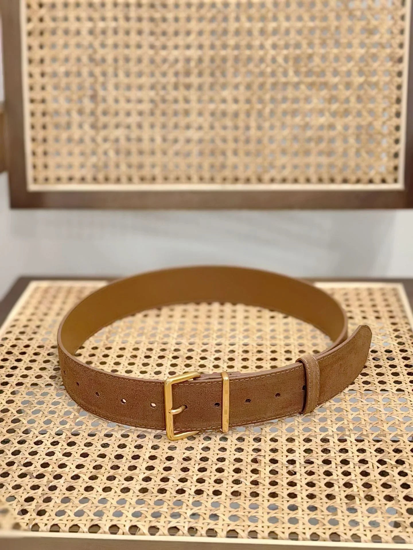 Women suede leather wide belt for coats