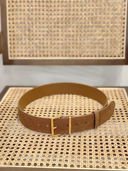 Women suede leather wide belt for coats