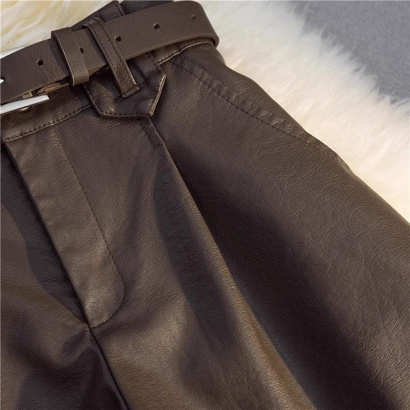 High waist faux leather a line shorts