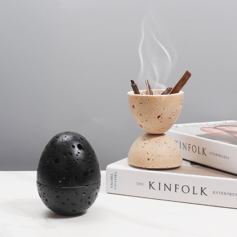 Natural Marble Incense Burner Egg Shape
