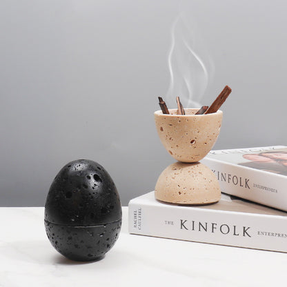 Natural Marble Incense Burner Egg Shape