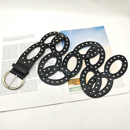 Women’s Studded Oval Link Hip Belt in Punk Style
