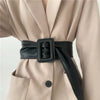 Women’s Wide Faux Leather Waist Belt with Square Buckle