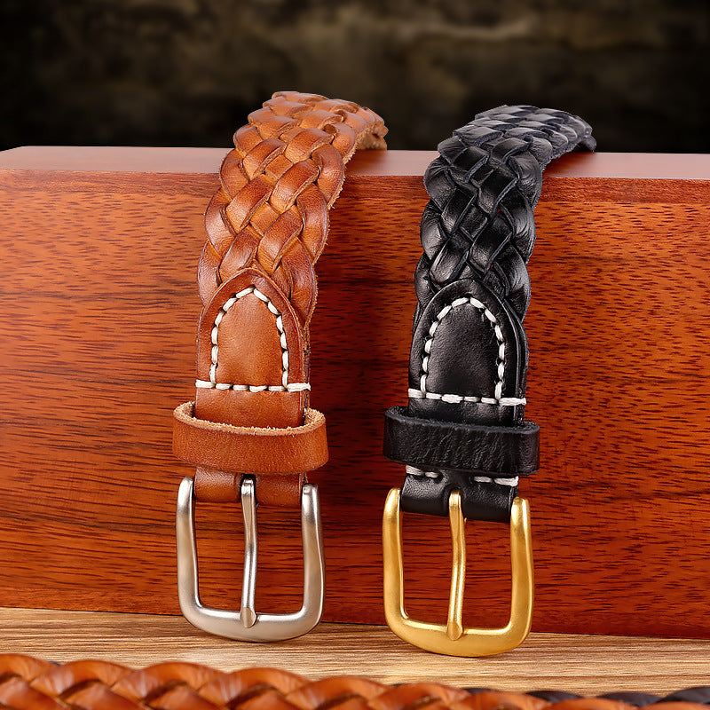 Braided Real Leather Belt For Women