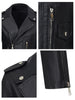 Black Faux Leather Moto Jacket with Zipper Pockets for Women