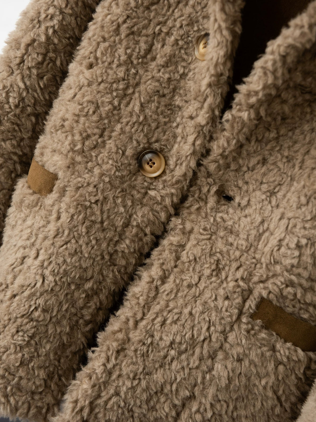 Women's Wool Coat Reversible Brown Suede-Look Winter Jacket