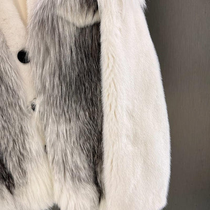 IN STOCK Women’s Mink and Real Fox Fur Coat Winter Jacket