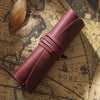 Retro cowhide roll up leather pencil case 2