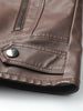 Brown PU Leather Biker Jacket for Women