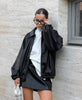 Oversized Faux Leather Jacket for Women