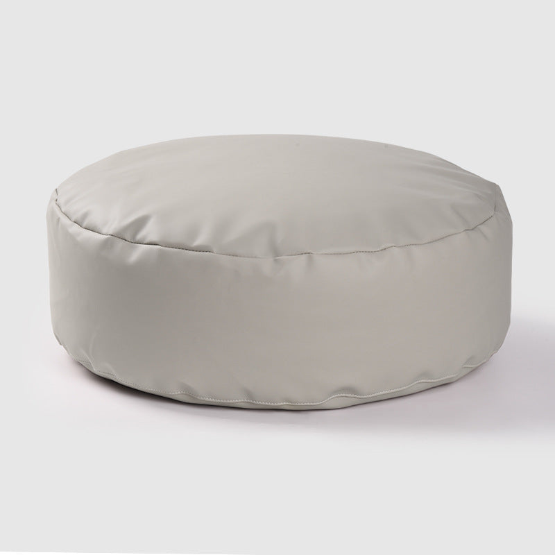 Faux Leather Pouf Ottoman Cover with Carry Handle