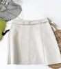 Genuine Leather A-Line Mini Skirt With Belt