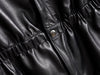 Women’s Leather Moto Trench Coat with Waist Cinch and Buckle Collar