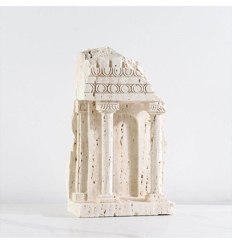 Roman  Yellow Travertine Marble Column Ornament