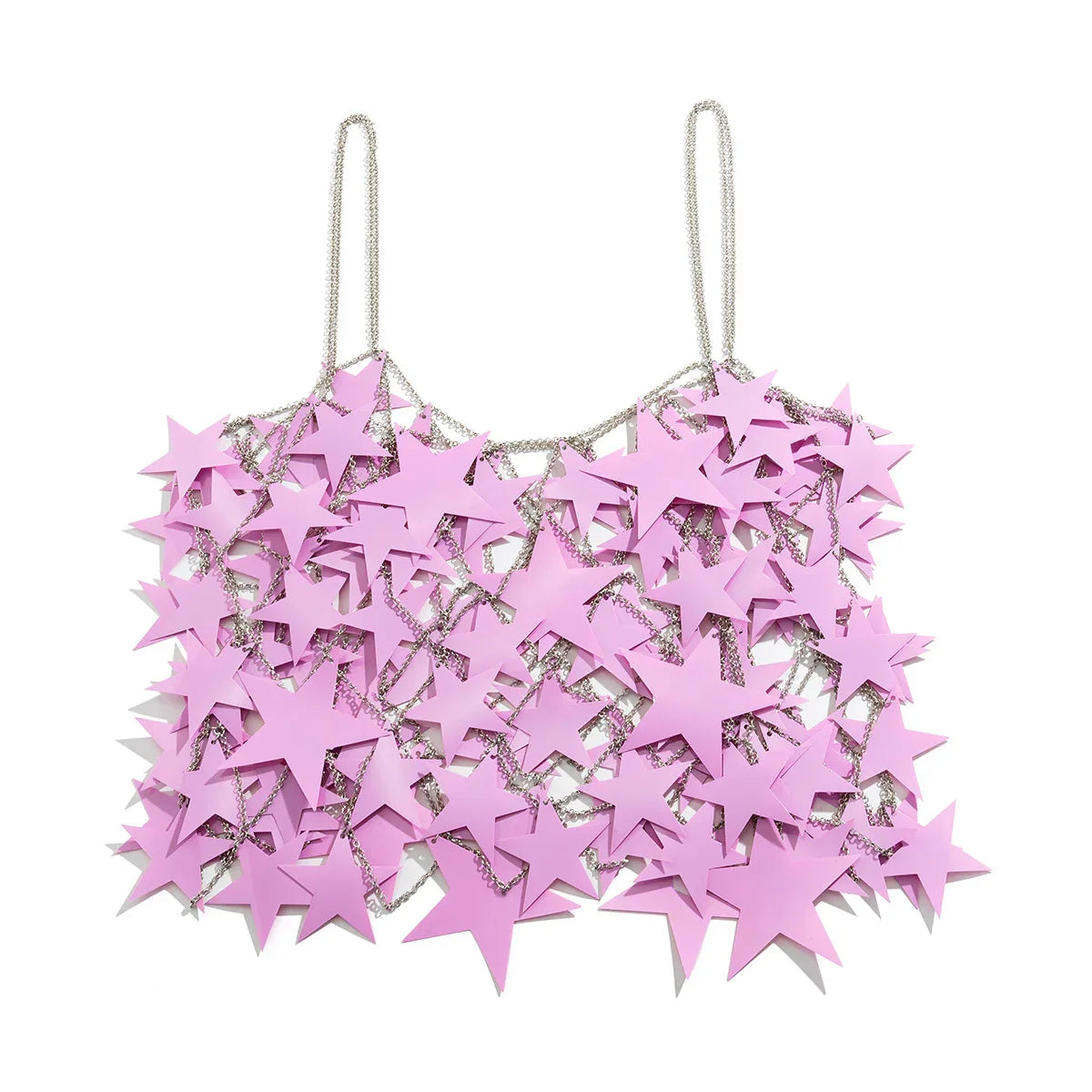 Pink Star Sequin Chain Mesh Festival Outfit Set