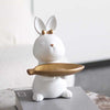 White and Gold Rabbit Resin Tray Key Storage Ornament