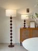 French Medieval Wabi-sabi Wooden Floor Lamp with Cloth Shade