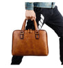 Leather messenger bag for men office travel