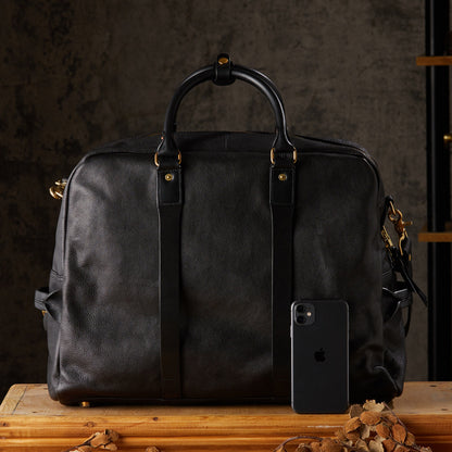 Handmade Cowhide Leather Messenger Bag for Men Travel Crossbody