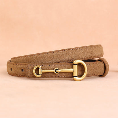Women’s Suede Leather Horsebit Belt in Cowhide