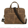 Men Leather Office Briefcase with Trolley Sleeve